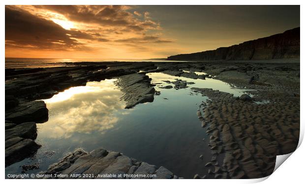 Sunset at Nash Point, Glamorgan Heritage Coast, South Wales Print by Geraint Tellem ARPS