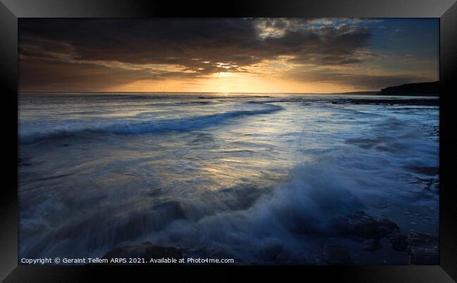 Sunset at Nash Point, Glamorgan Heritage Coast, South Wales Framed Print by Geraint Tellem ARPS