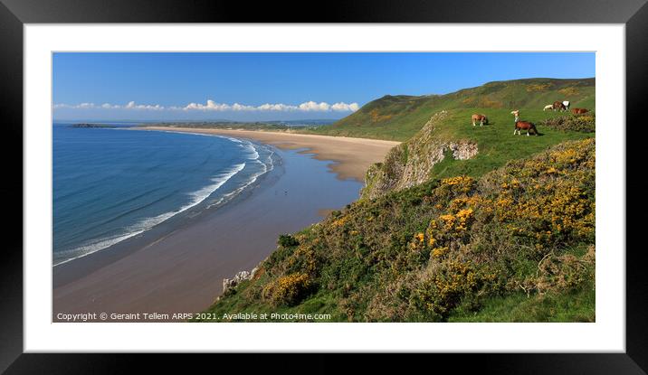 Rhossili Beach, Gower, South Wales Framed Mounted Print by Geraint Tellem ARPS