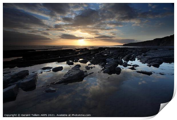 Sunset at Nash Point, Glamorgan Heritage Coast, South Wales Print by Geraint Tellem ARPS