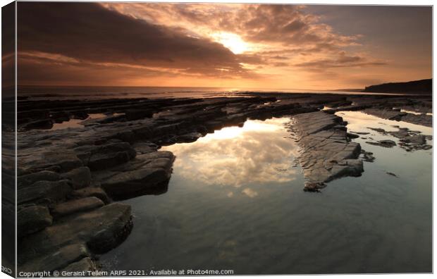 Sunset from Nash Point, Glamorgan Heritage Coast, South Wales Canvas Print by Geraint Tellem ARPS