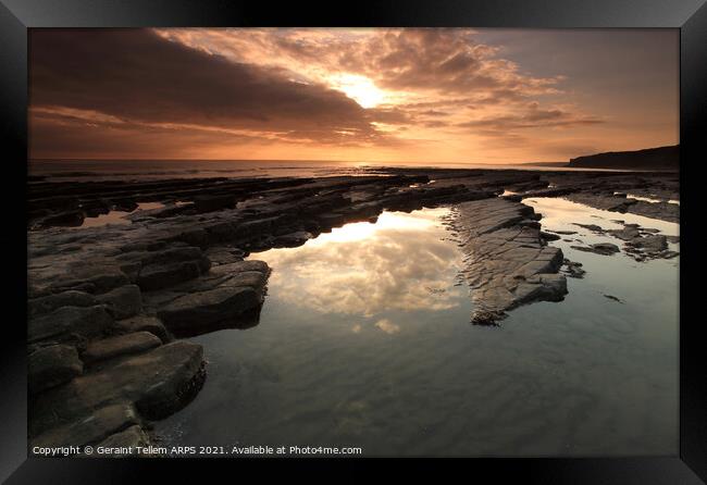 Sunset from Nash Point, Glamorgan Heritage Coast, South Wales Framed Print by Geraint Tellem ARPS