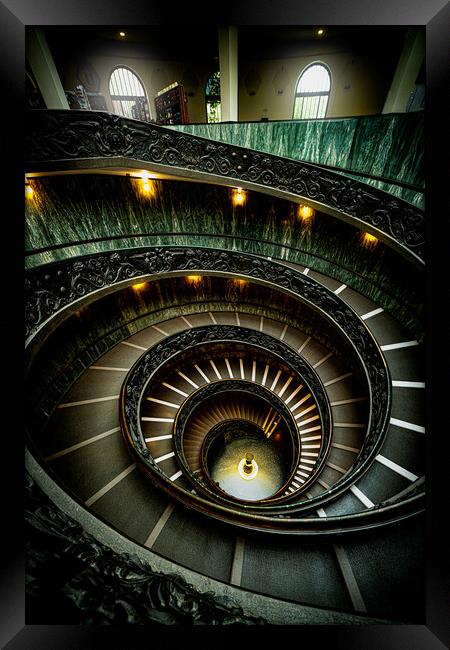 The Vatican Spiral Staircase Again Framed Print by Chris Lord