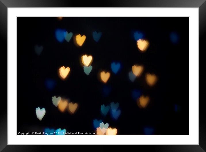 Coloured hearts Framed Mounted Print by David Hughes