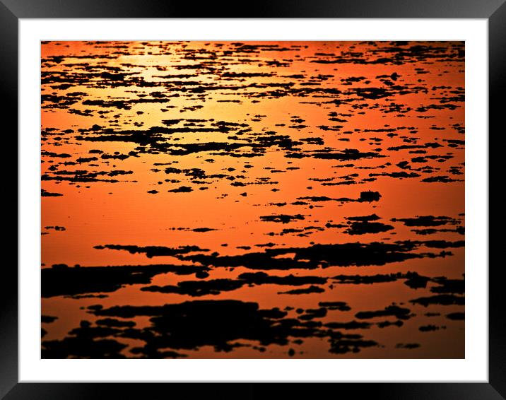 Golden Sunset over water Framed Mounted Print by mark humpage
