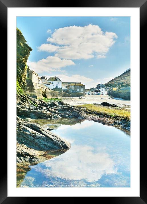 Cloud Reflections At Port Isaac, Cornwall. Framed Mounted Print by Neil Mottershead
