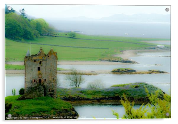 Castle Stalker in Argyll Scotland Acrylic by Piers Thompson