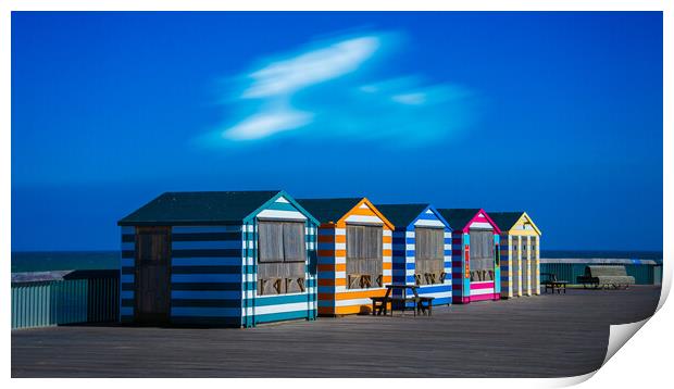 Beach Huts At Hastings Print by Chris Lord