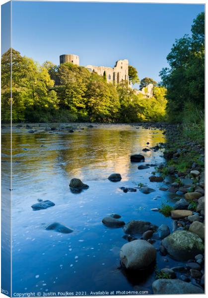 Barnard Castle and the River Tees, Durham, England Canvas Print by Justin Foulkes