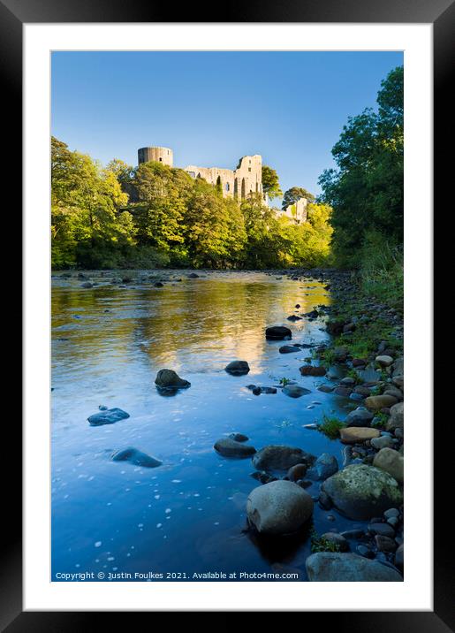 Barnard Castle and the River Tees, Durham, England Framed Mounted Print by Justin Foulkes