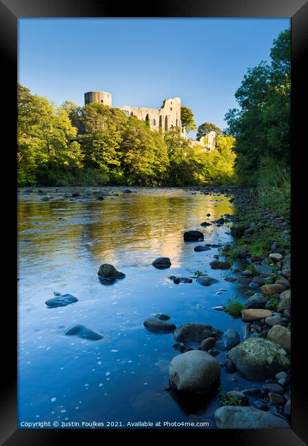 Barnard Castle and the River Tees, Durham, England Framed Print by Justin Foulkes