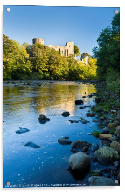 Barnard Castle and the River Tees, Durham, England Acrylic by Justin Foulkes