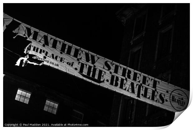 Mathew Street Banner Print by Paul Madden
