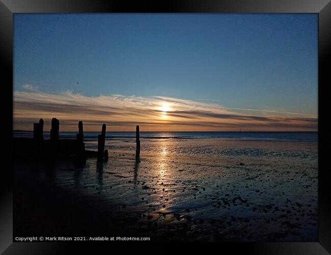 Bronze Sunset on the Groyne   Framed Print by Mark Ritson