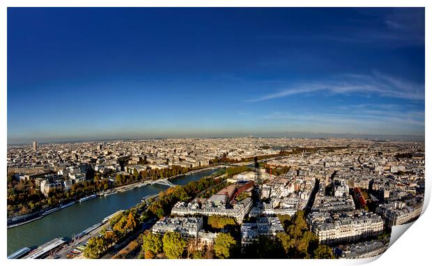 Paris Panorama Vista from Eiffel Tower Print by Maggie McCall