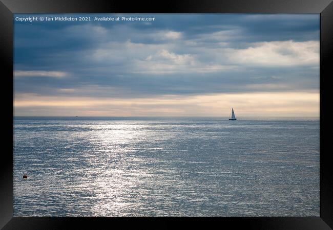 Sailing the silver sea. Framed Print by Ian Middleton