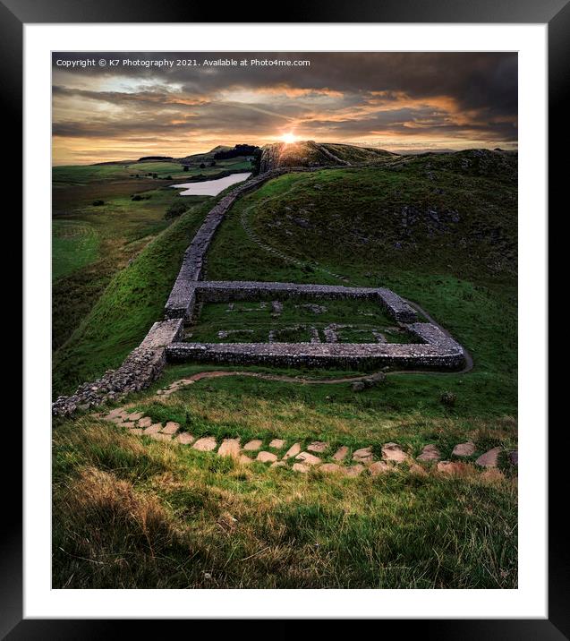 Hadrians Wall Sunrise Framed Mounted Print by K7 Photography