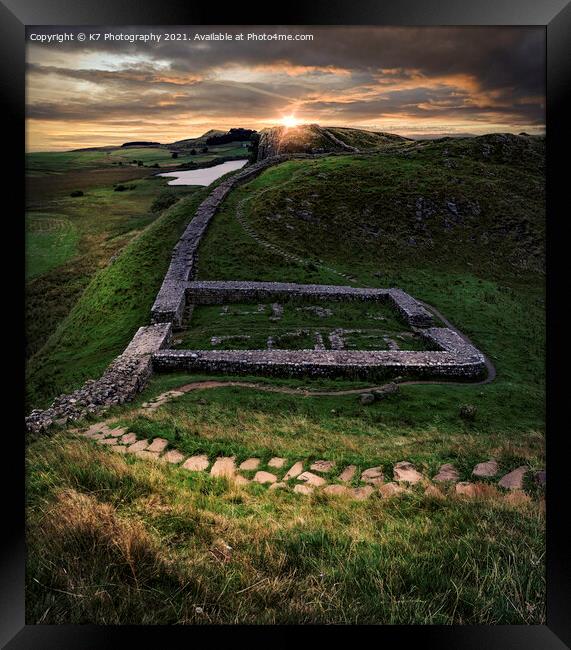Hadrians Wall Sunrise Framed Print by K7 Photography
