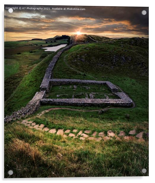 Hadrians Wall Sunrise Acrylic by K7 Photography