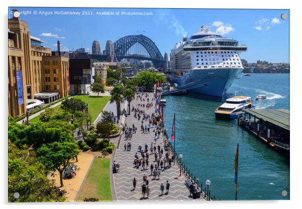 Cruise ship at Circular Quay in Sydney Harbour Acrylic by Angus McComiskey
