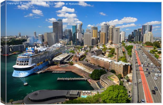 Elevated view of Circular Quay in Sydney Harbour Canvas Print by Angus McComiskey