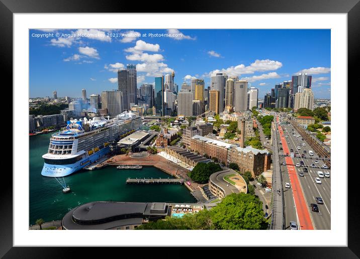 Elevated view of Circular Quay in Sydney Harbour Framed Mounted Print by Angus McComiskey