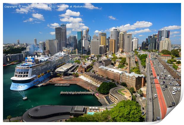 Elevated view of Circular Quay in Sydney Harbour Print by Angus McComiskey