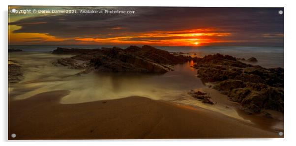 Colourful Sunset over Crooklets Beach Acrylic by Derek Daniel