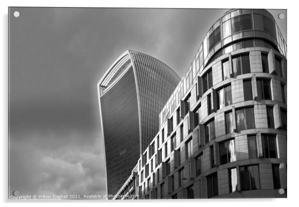 Walkie Talkie and Plantation Place South buildings Acrylic by Milton Cogheil