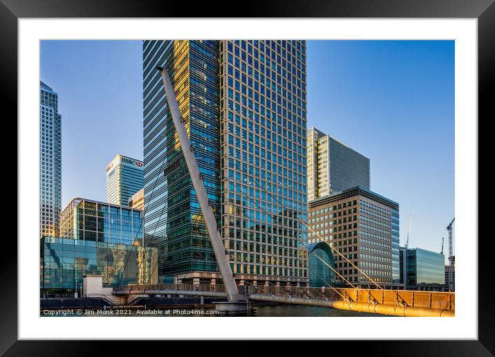 South Quay, Canary Wharf Framed Mounted Print by Jim Monk