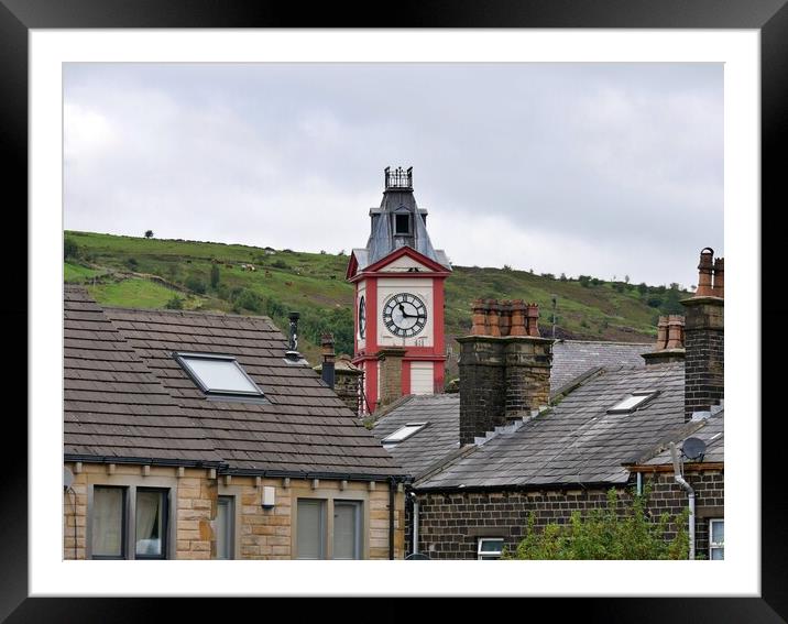 Clock tower in Marsden Yorkshire Framed Mounted Print by Roy Hinchliffe