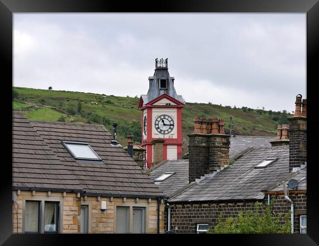 Clock tower in Marsden Yorkshire Framed Print by Roy Hinchliffe
