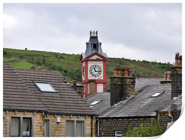 Clock tower in Marsden Yorkshire Print by Roy Hinchliffe