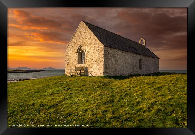 St Cwyfan Church Anglesey  Framed Print by Adrian Evans
