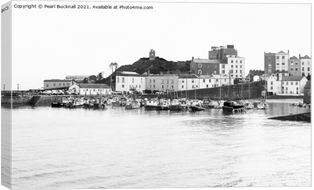 Old Tenby Harbour in Black and White Canvas Print by Pearl Bucknall