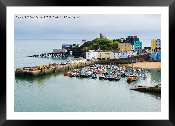 Old Tenby Harbour in Pembrokeshire Wales Framed Mounted Print by Pearl Bucknall