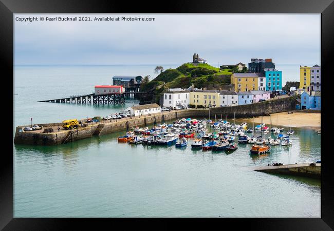 Old Tenby Harbour in Pembrokeshire Wales Framed Print by Pearl Bucknall