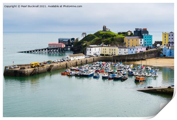 Old Tenby Harbour in Pembrokeshire Wales Print by Pearl Bucknall