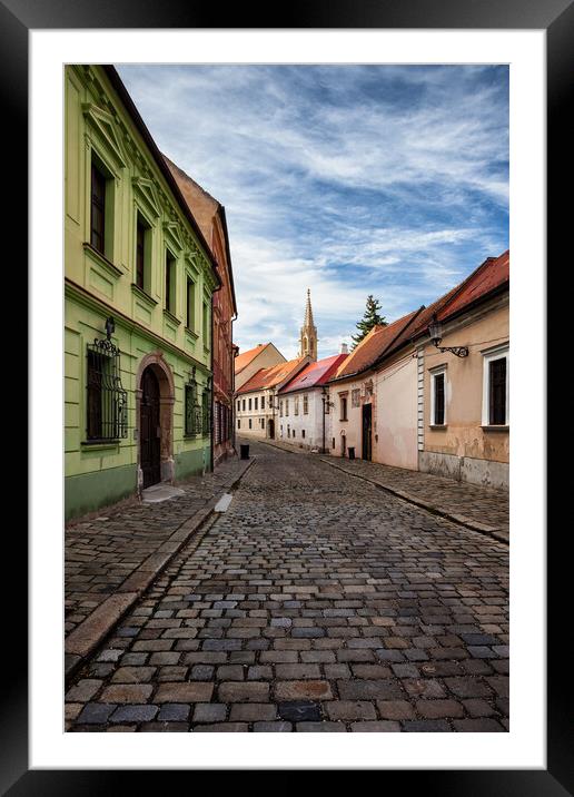 Street and Houses in Bratislava Old Town Framed Mounted Print by Artur Bogacki