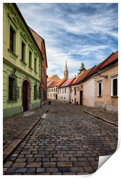Street and Houses in Bratislava Old Town Print by Artur Bogacki