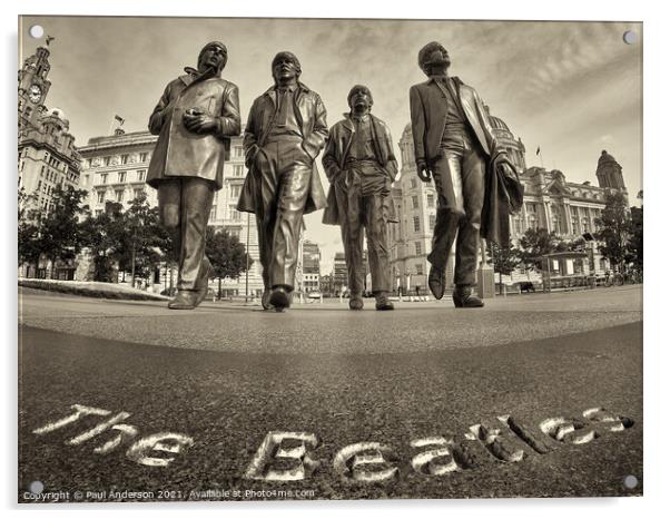 Beatles Bronze, Liverpool Acrylic by Paul Anderson