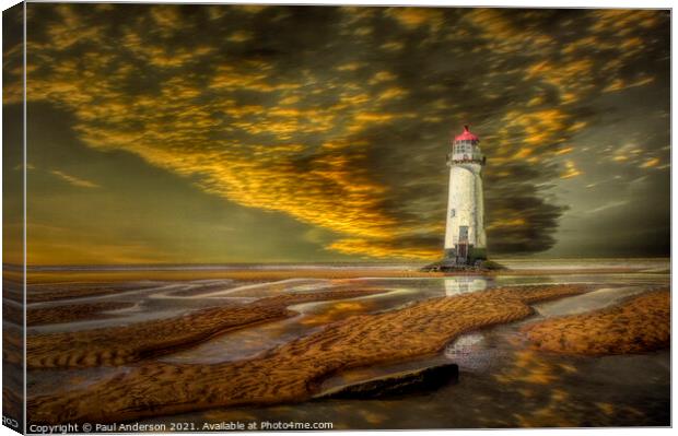 Talacre Lighthouse at Sunset Canvas Print by Paul Anderson