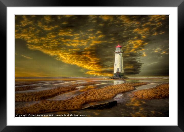Talacre Lighthouse at Sunset Framed Mounted Print by Paul Anderson