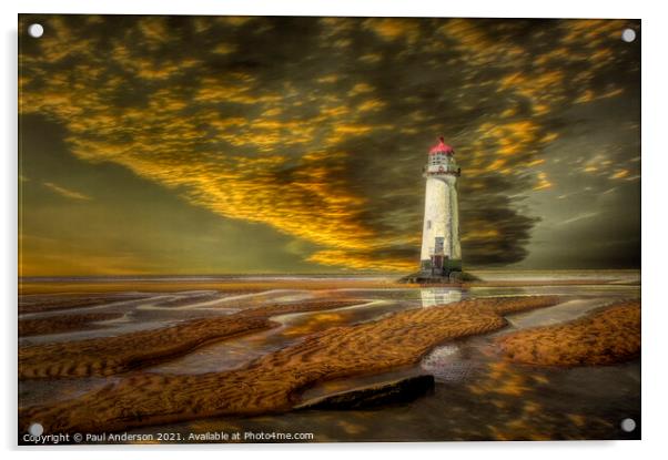 Talacre Lighthouse at Sunset Acrylic by Paul Anderson
