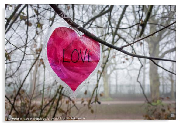 A love heart in a tree Acrylic by Sara Melhuish