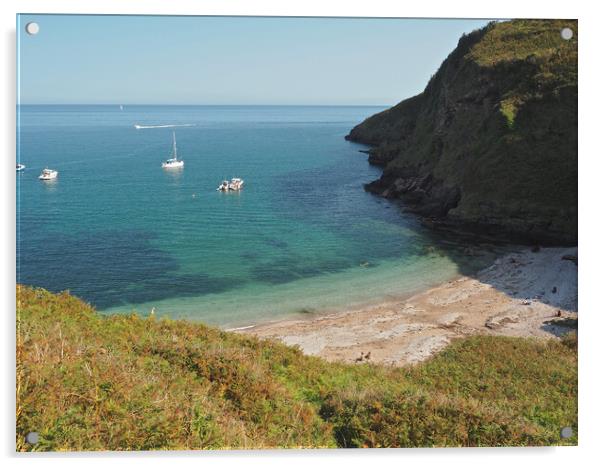 Devon beach and sea Acrylic by mark humpage