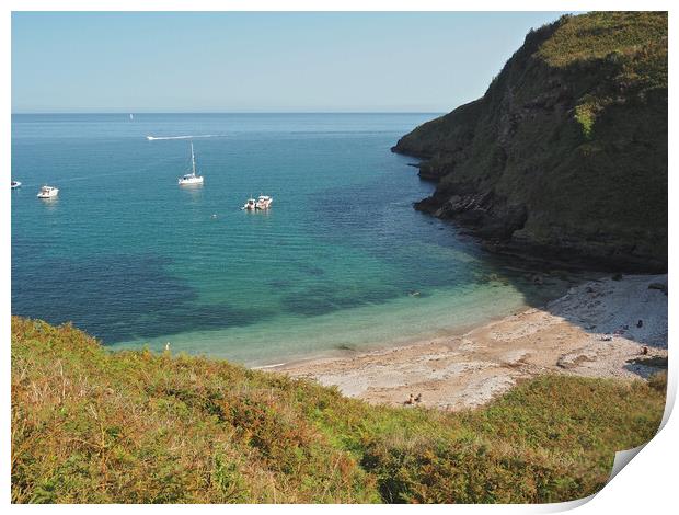 Devon beach and sea Print by mark humpage