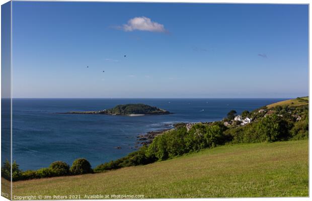 Lone cloud over Looe Island Canvas Print by Jim Peters