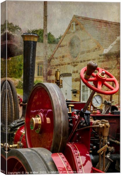 Parts of a steam engine in close-up showing the intricate details of the engineering Canvas Print by Joy Walker