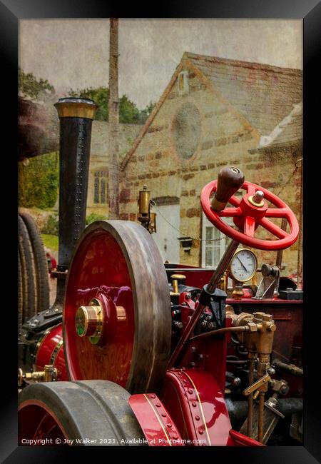 Parts of a steam engine in close-up showing the intricate details of the engineering Framed Print by Joy Walker